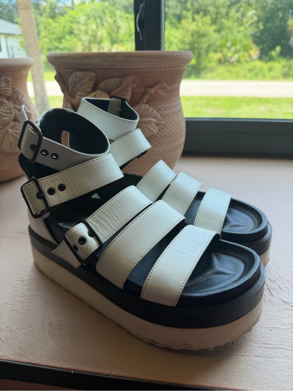Pierre Hardy White Chunky Platform Leather Gladiator Sandals Size 40/US 9